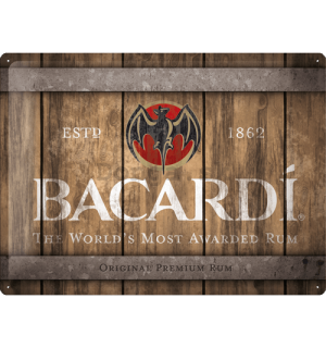Plechová ceduľa: Bacardi (Wood Barrel Logo) - 40x30 cm