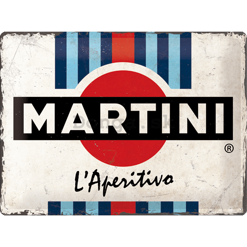 Plechová ceduľa: Martini (L'Aperitivo Racing Stripes) - 40x30 cm