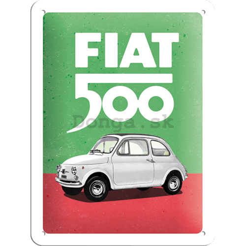 Plechová ceduľa: Fiat 500 (Italian Colours) - 15x20 cm