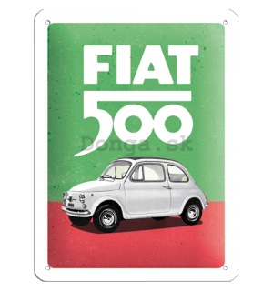 Plechová ceduľa: Fiat 500 (Italian Colours) - 15x20 cm