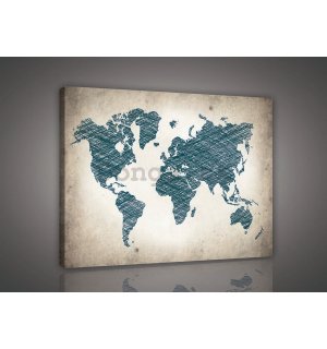 Obraz na plátne: Maľovaná mapa sveta (1) - 75x100 cm