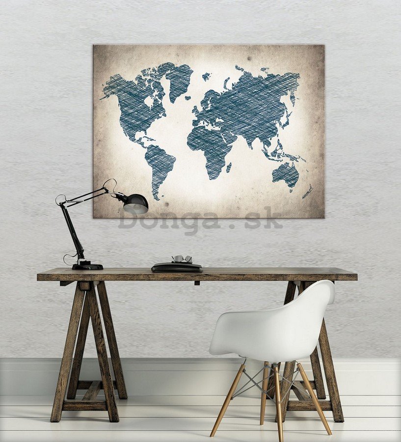 Obraz na plátne: Maľovaná mapa sveta (1) - 75x100 cm
