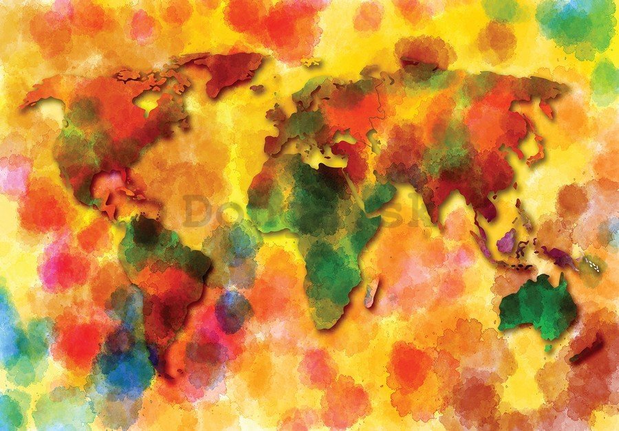 Obraz na plátne: Pestrofarebná mapa sveta - 75x100 cm