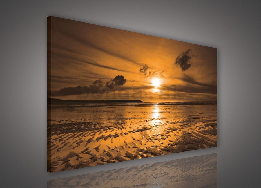 Obraz na plátne: Západ slnka na pláži (1) - 75x100 cm