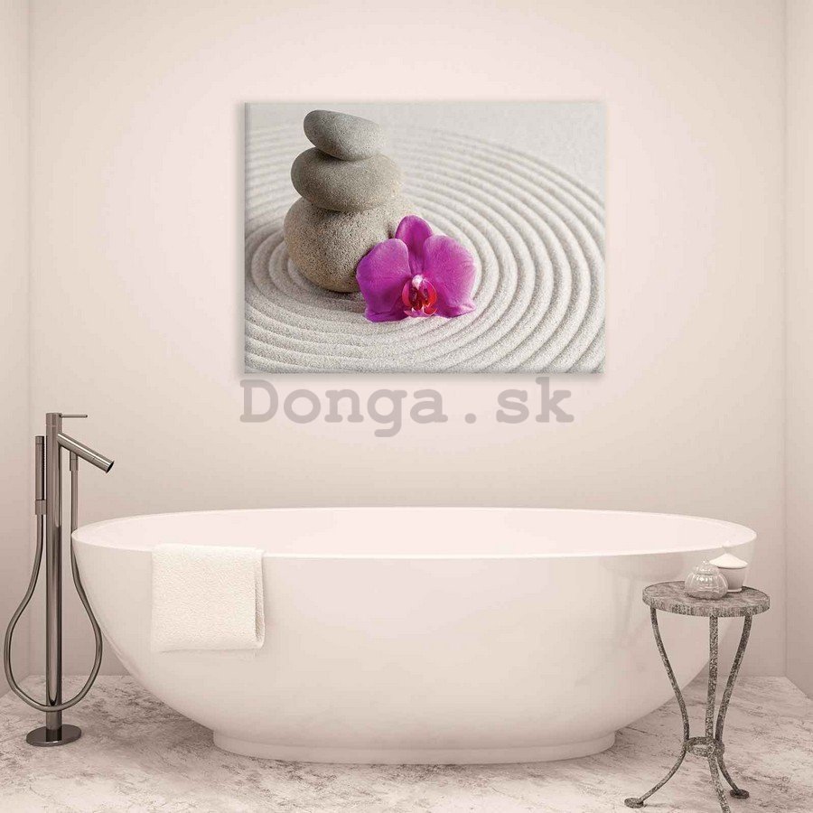 Obraz na plátne: Kúpeľné kamene a orchidea - 75x100 cm