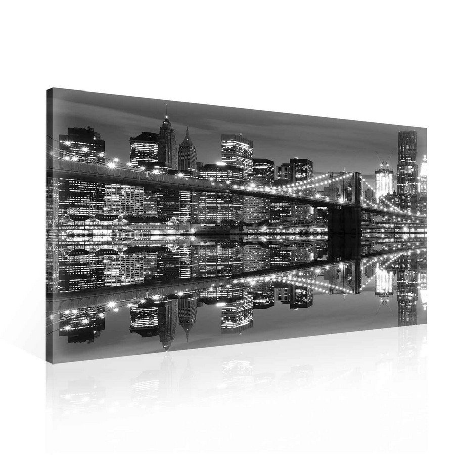 Obraz na plátne: Čiernobiely Brooklyn Bridge (3) - 75x100 cm