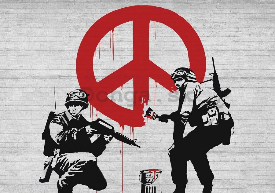 Obraz na plátne: Make Peace, not War (graffiti) - 75x100 cm