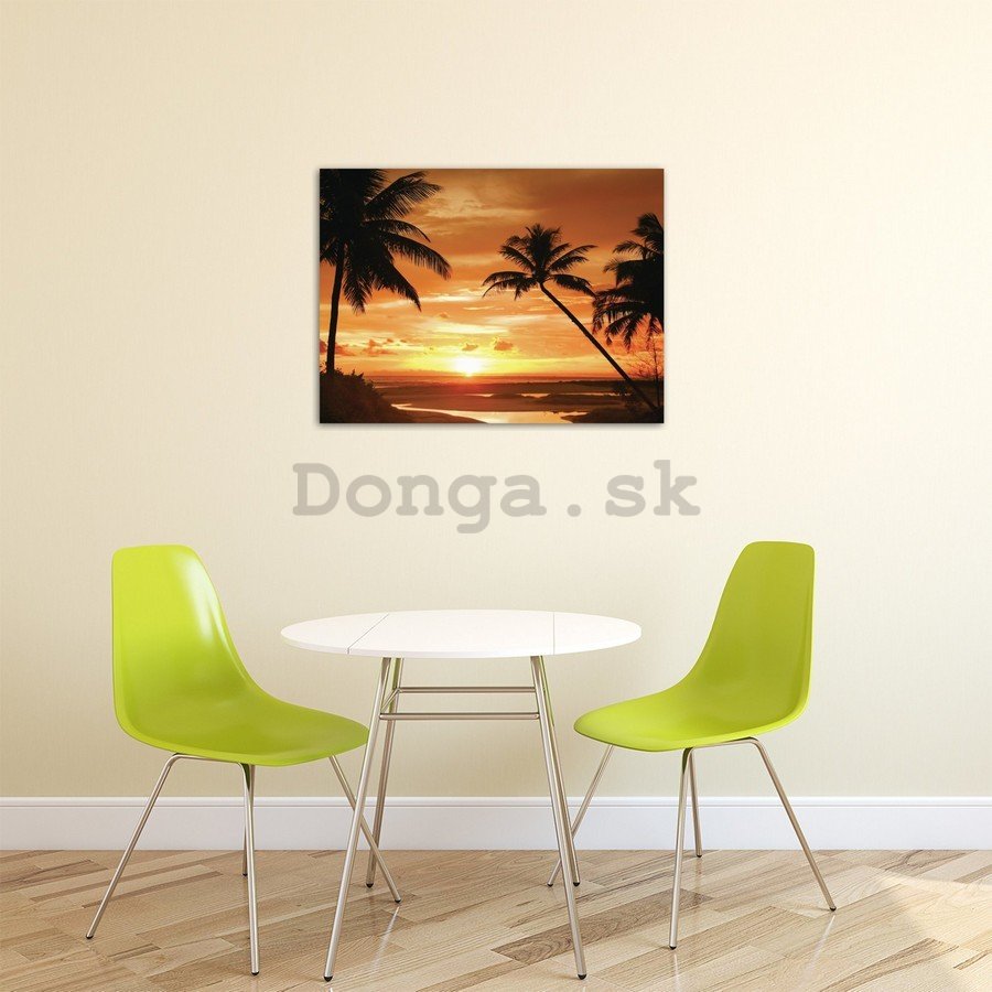 Obraz na plátne: Západ slnka na pláži (3) - 75x100 cm