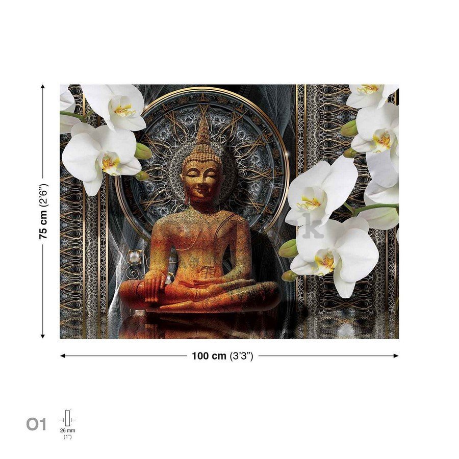 Obraz na plátne: Budha a biele orchidey (1) - 75x100 cm