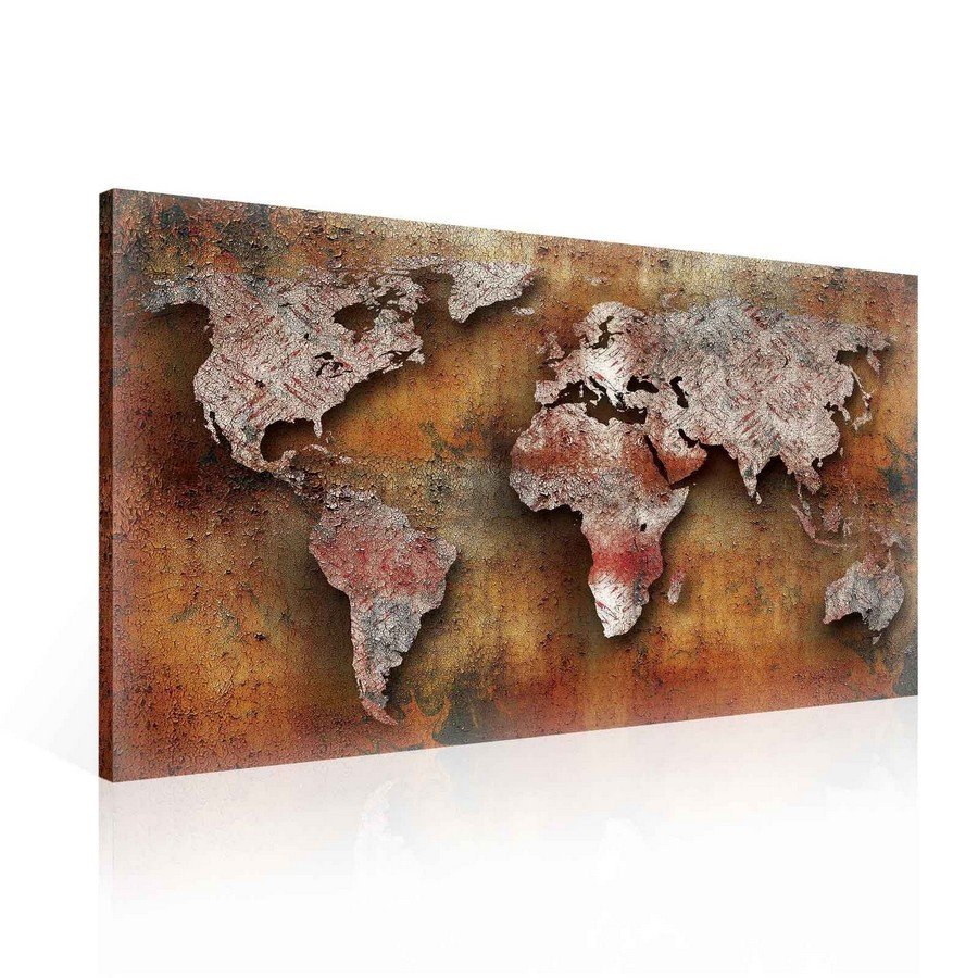 Obraz na plátne: Umelecké mapa sveta (3) - 75x100 cm