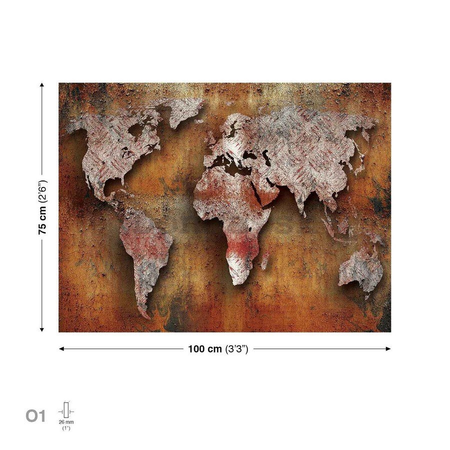 Obraz na plátne: Umelecké mapa sveta (3) - 75x100 cm