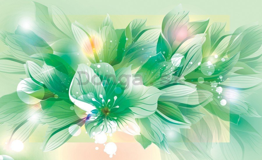 Obraz na plátne: Abstraktné kvety (zelené) - 75x100 cm