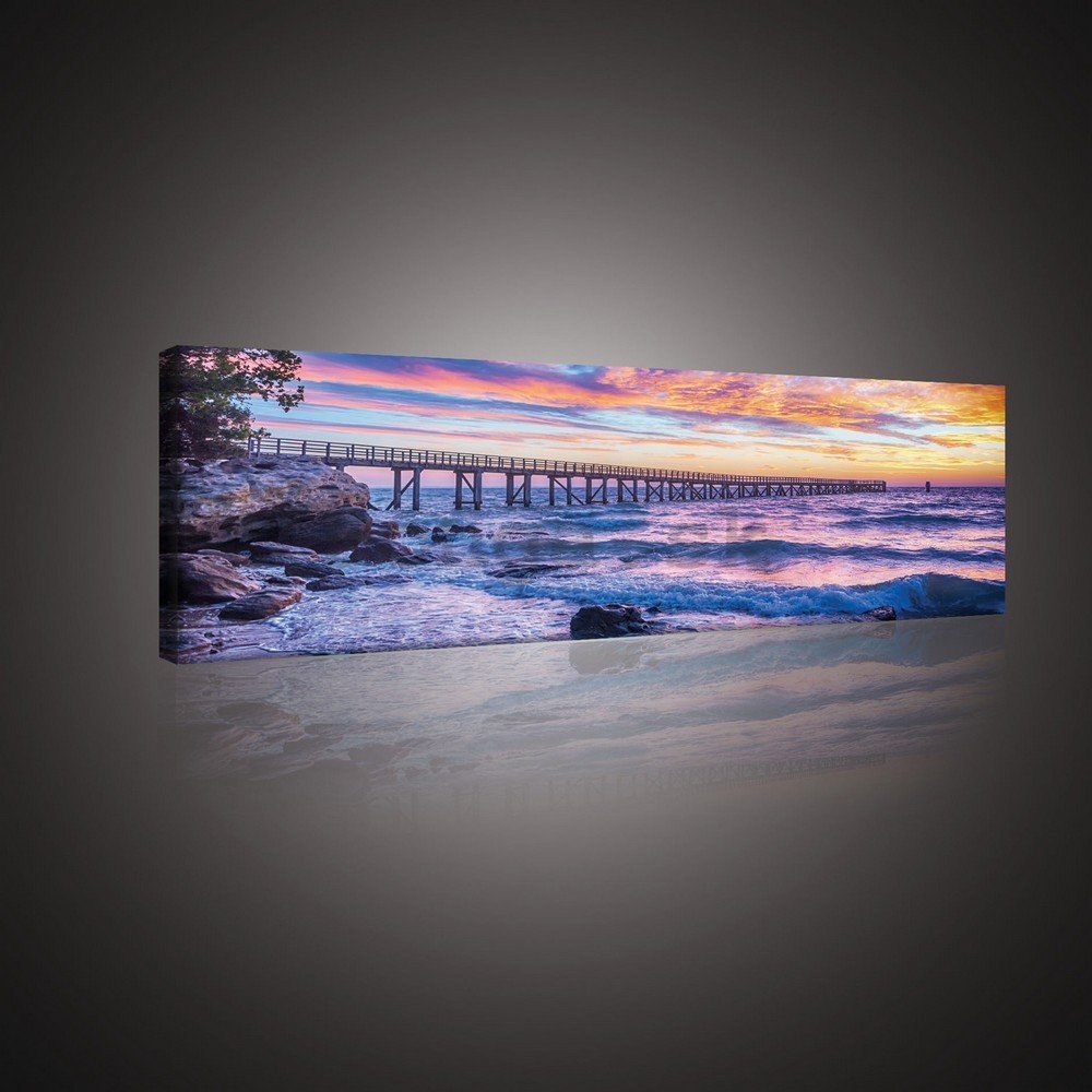 Obraz na plátne: Západ slnka pri mori - 145x45 cm