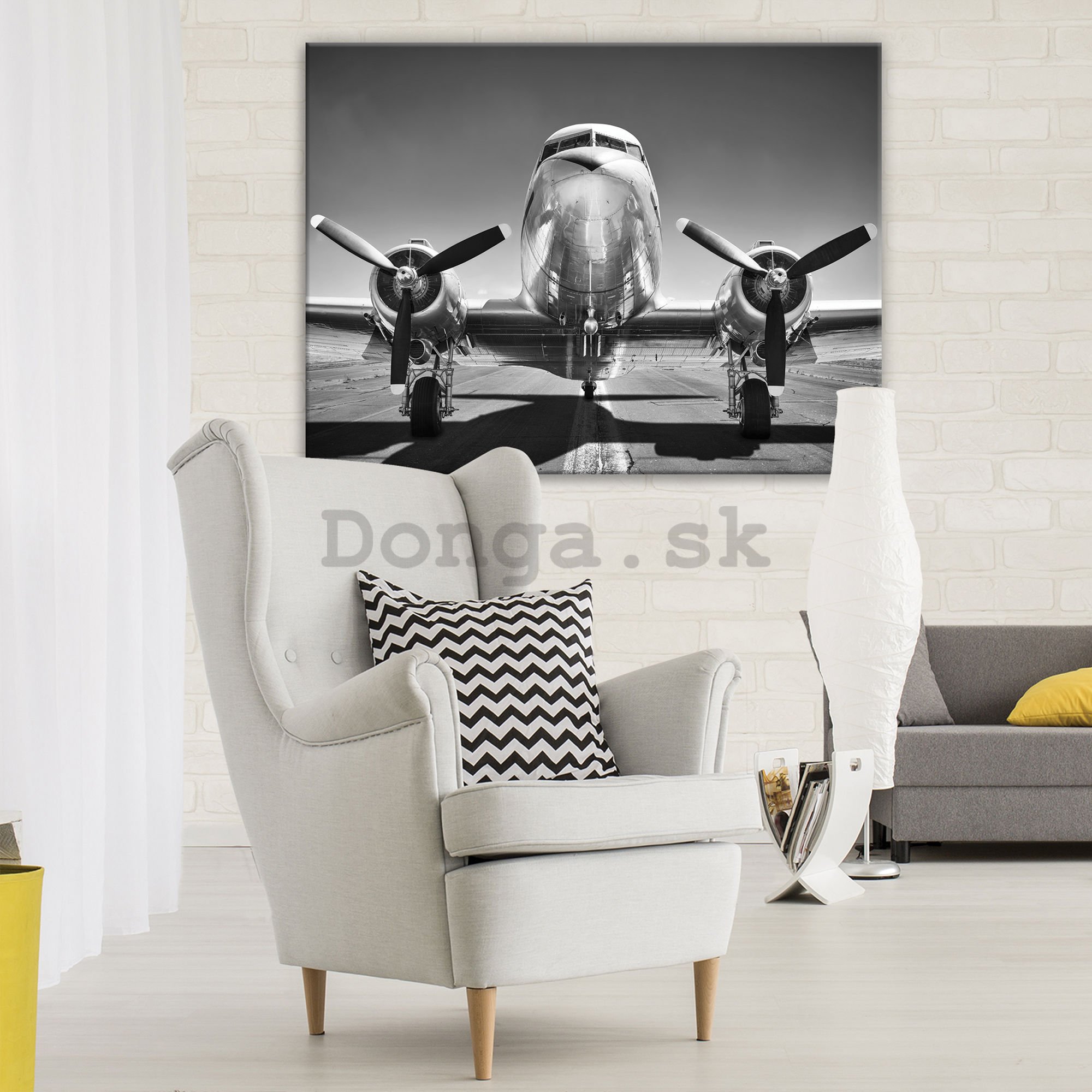 Obraz na plátne: Čiernobiele lietadlo (1) - 75x100 cm