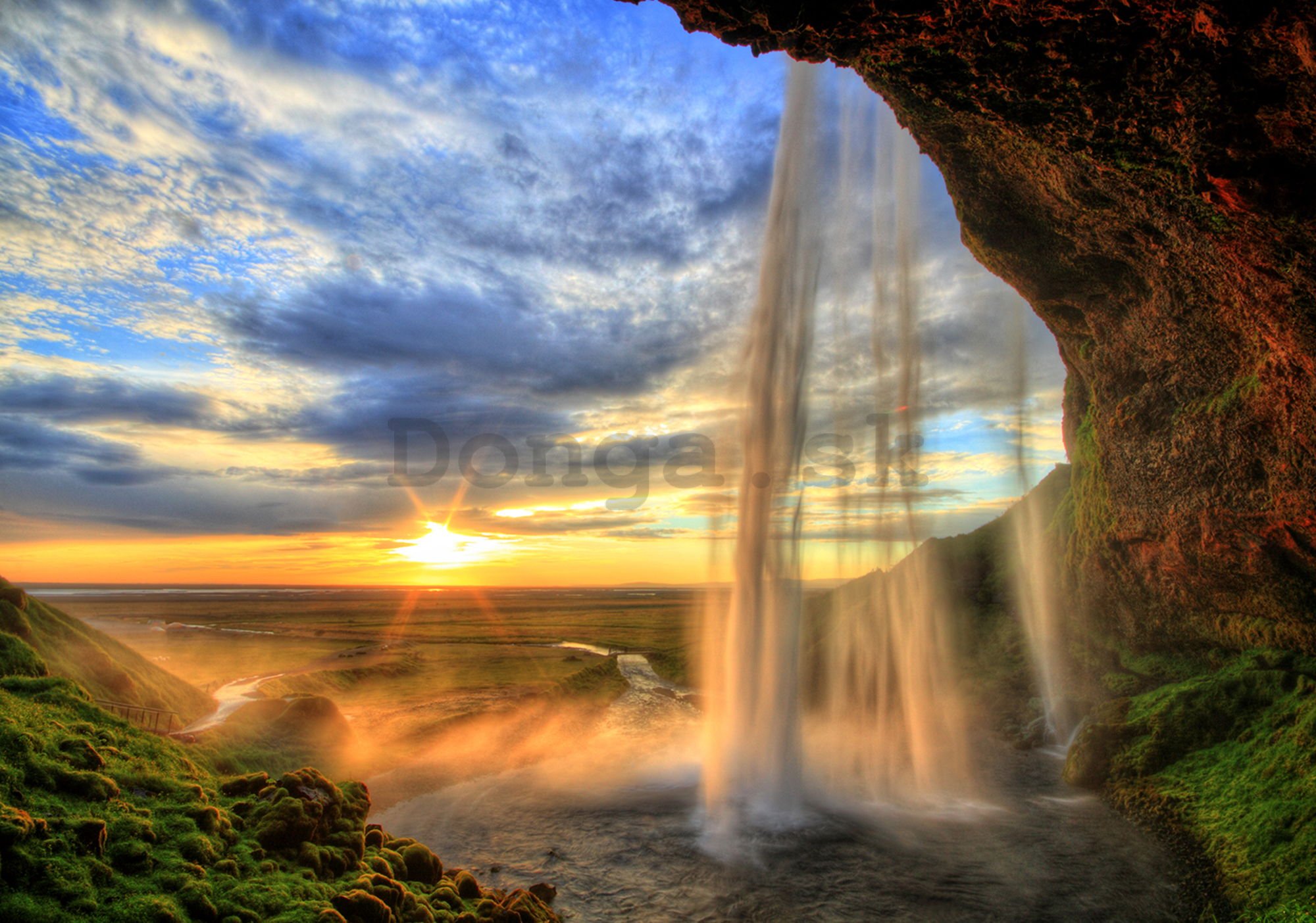 Fototapeta vliesová: Vodopád u západu slnka - 254x368 cm