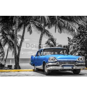 Fototapeta vliesová: Kuba modré auto pri mori - 254x368 cm