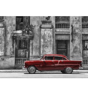 Fototapeta: Kubánska ulice červnené auto - 184x254 cm