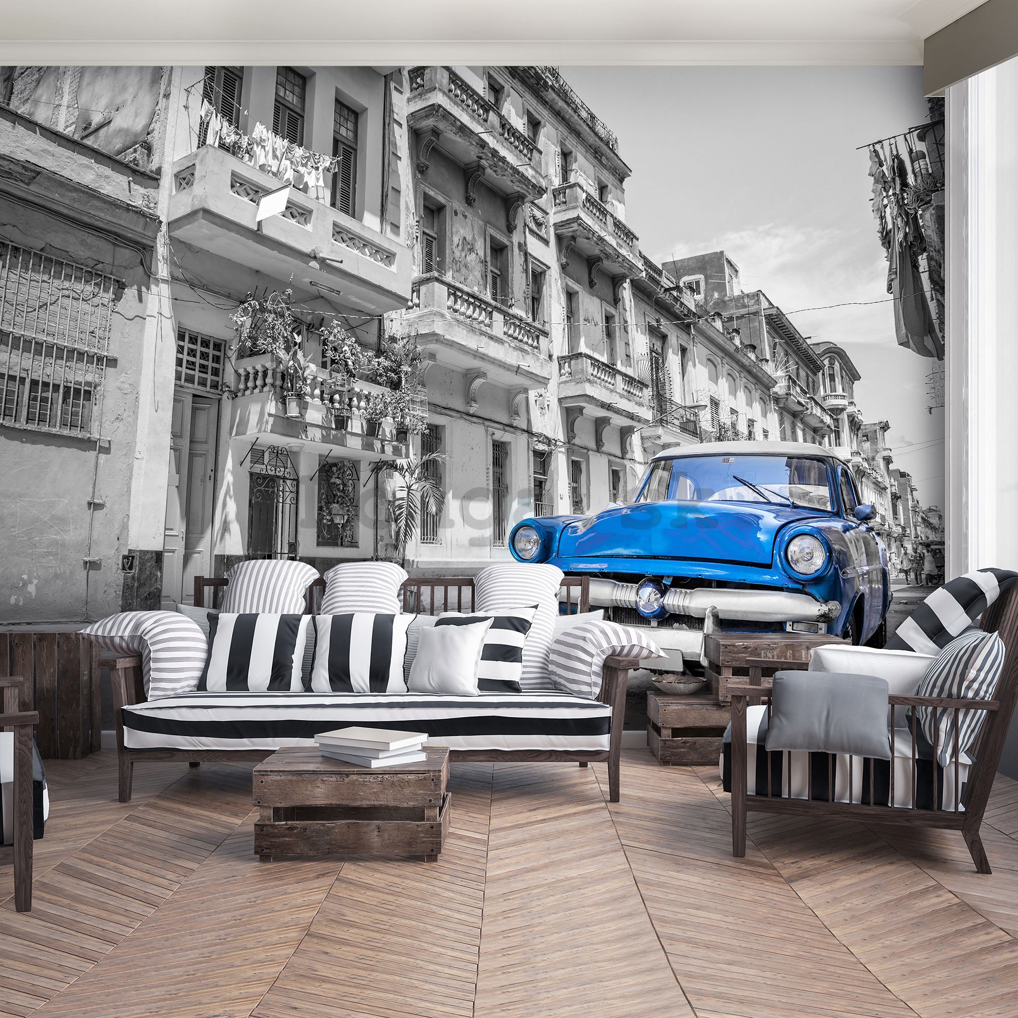 Fototapeta: Havana modré auto - 184x254 cm