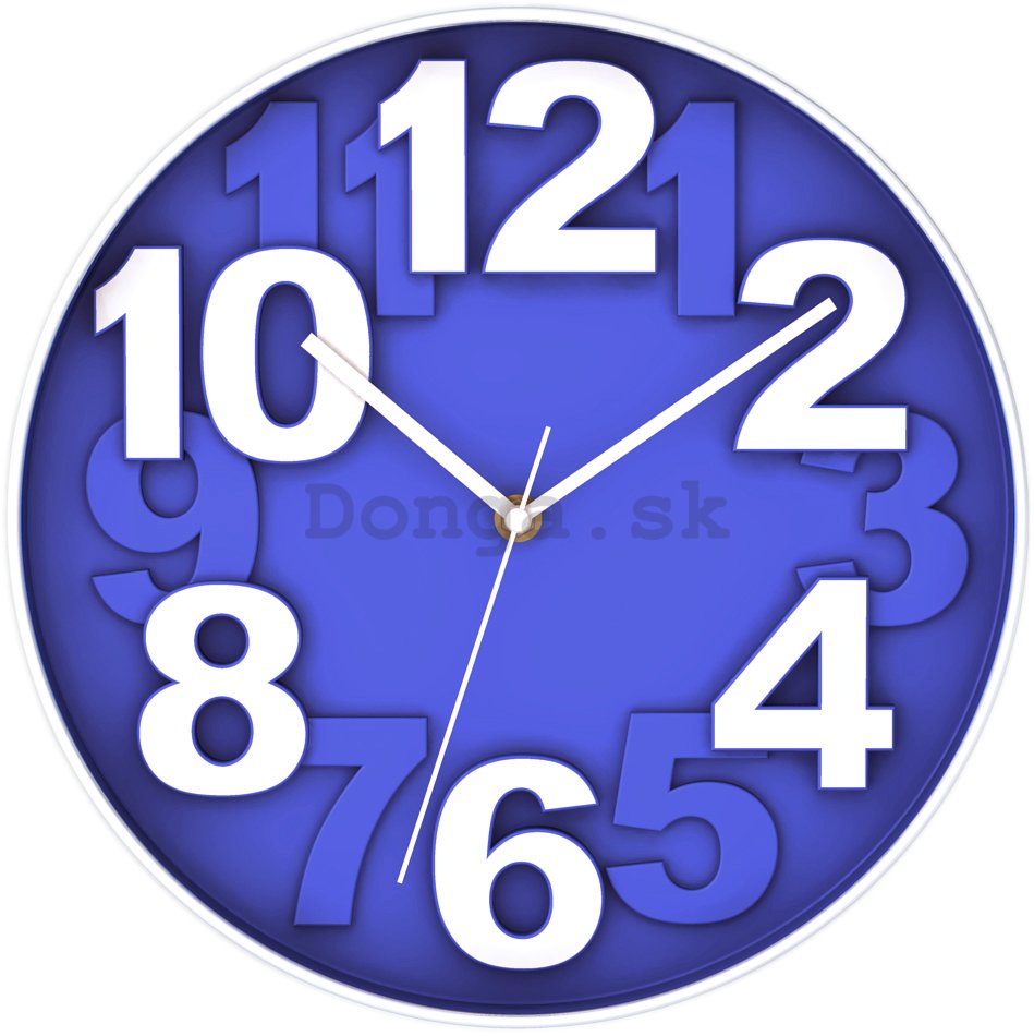 Nástenné hodiny: Modrá (veľké čísla) - 30 cm