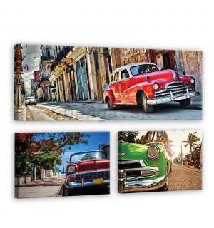 Obraz na plátne: Havana autá - set 1ks 80x30 cm a 2ks 37,5x24,8 cm