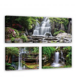 Obraz na plátne: Vodopády - set 1ks 80x30 cm a 2ks 37,5x24,8 cm