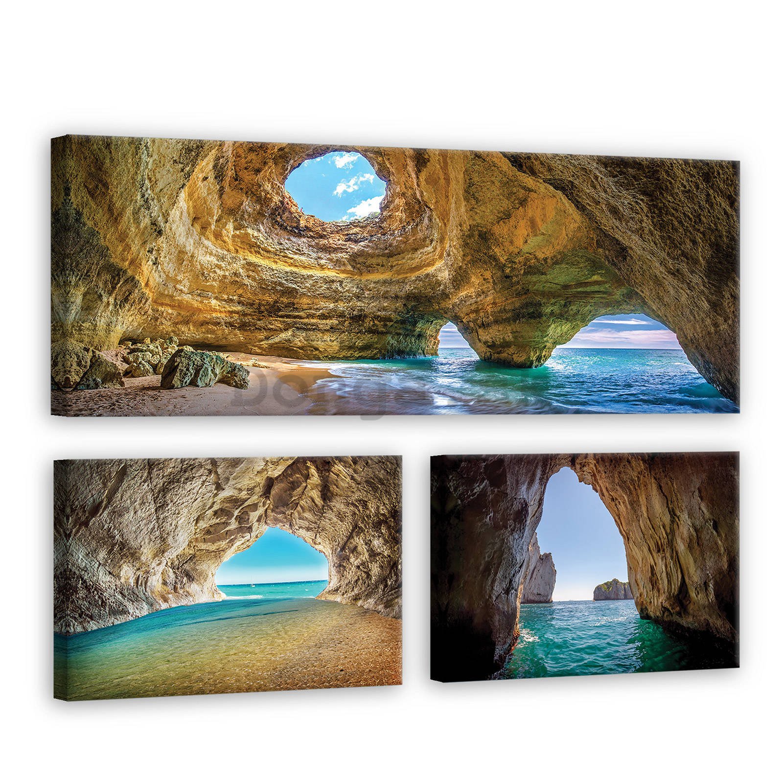 Obraz na plátne: Morská jaskyňa - set 1ks 80x30 cm a 2ks 37,5x24,8 cm