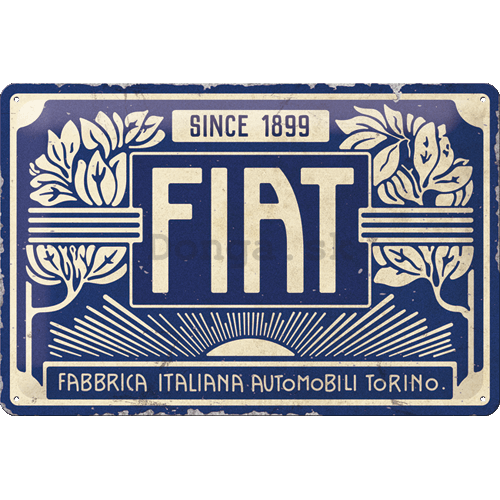 Plechová ceduľa: Fiat Since 1899 (Blue Logo) - 30x20 cm