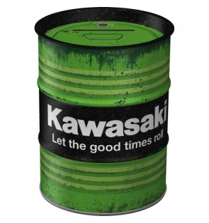 Plechová pokladnička barel: Kawasaki Let the good times roll