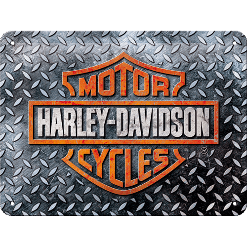 Plechová ceduľa: Harley-Davidson (Diamond Plate) - 20x15 cm