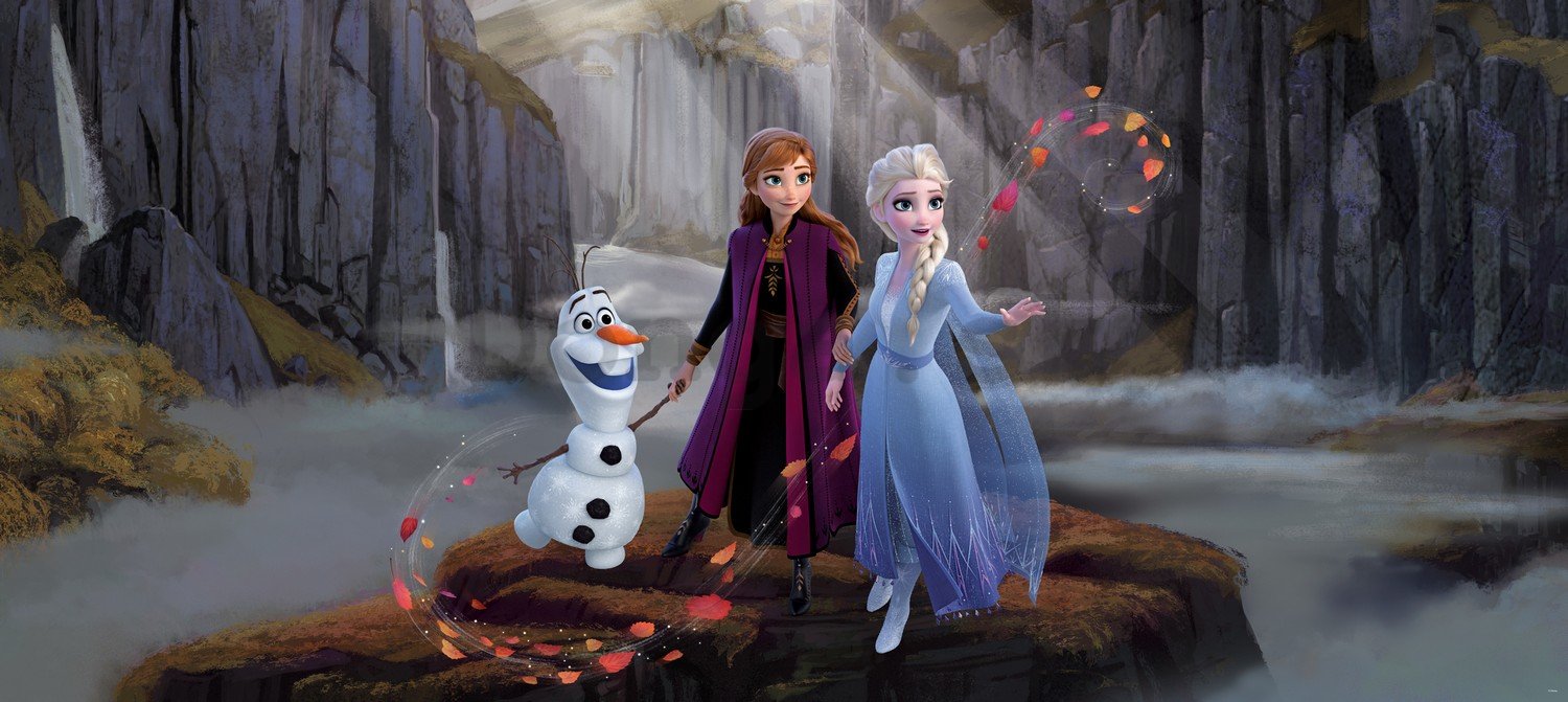 Fototapeta vliesová: Frozen II Anna, Elsa, Olaf (1) (panorama) - 202x90 cm