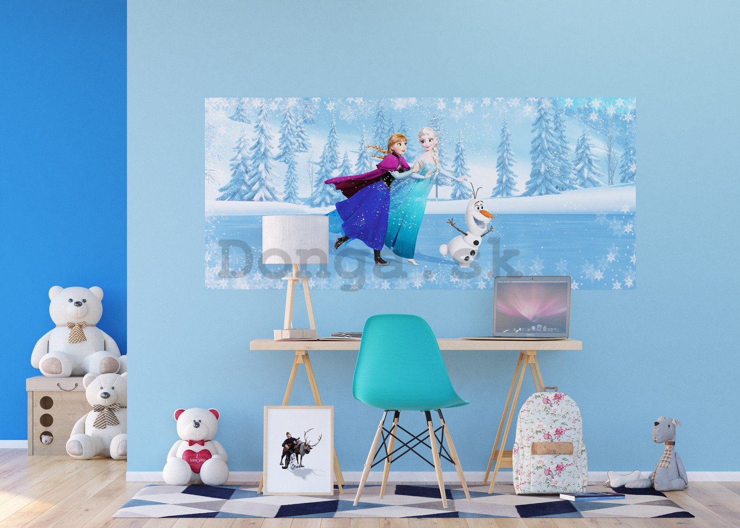Fototapeta vliesová: Frozen  Anna, Elsa, Olaf  (panorama) - 202x90 cm