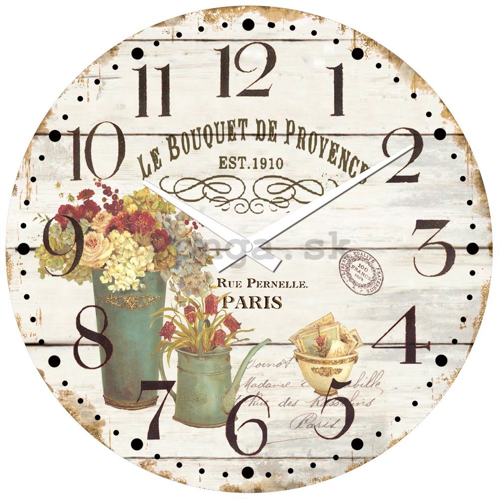 Nástenné sklenené hodiny: Le Bouquet de Provence - 30 cm