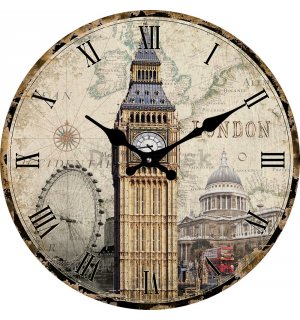 Nástenné sklenené hodiny: Big Ben - 34 cm