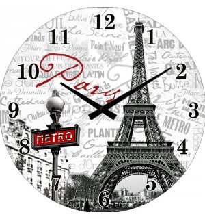 Nástenné sklenené hodiny: Paris - 34 cm