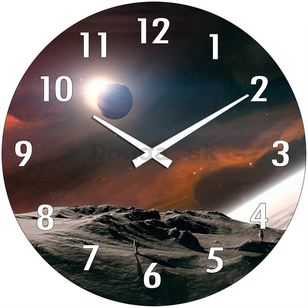 Nástenné sklenené hodiny: Vesmír - 34 cm