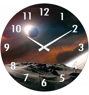Nástenné sklenené hodiny: Vesmír - 34 cm