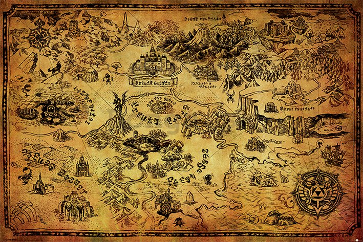 Plagát - The Legend Of Zelda (Hyrule Map) 