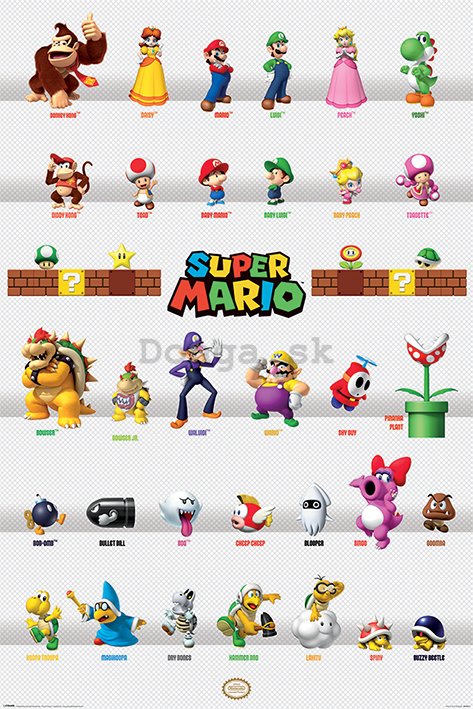 Plagát - Super Mario (Character Parade) 