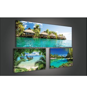 Obraz na plátne: Tropický raj - set 1ks 80x30 cm a 2ks 37,5x24,8 cm