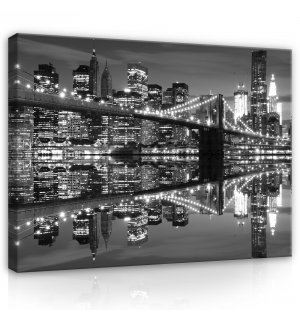 Obraz na plátne: Čiernobiely Brooklyn Bridge (3) - 80x60 cm