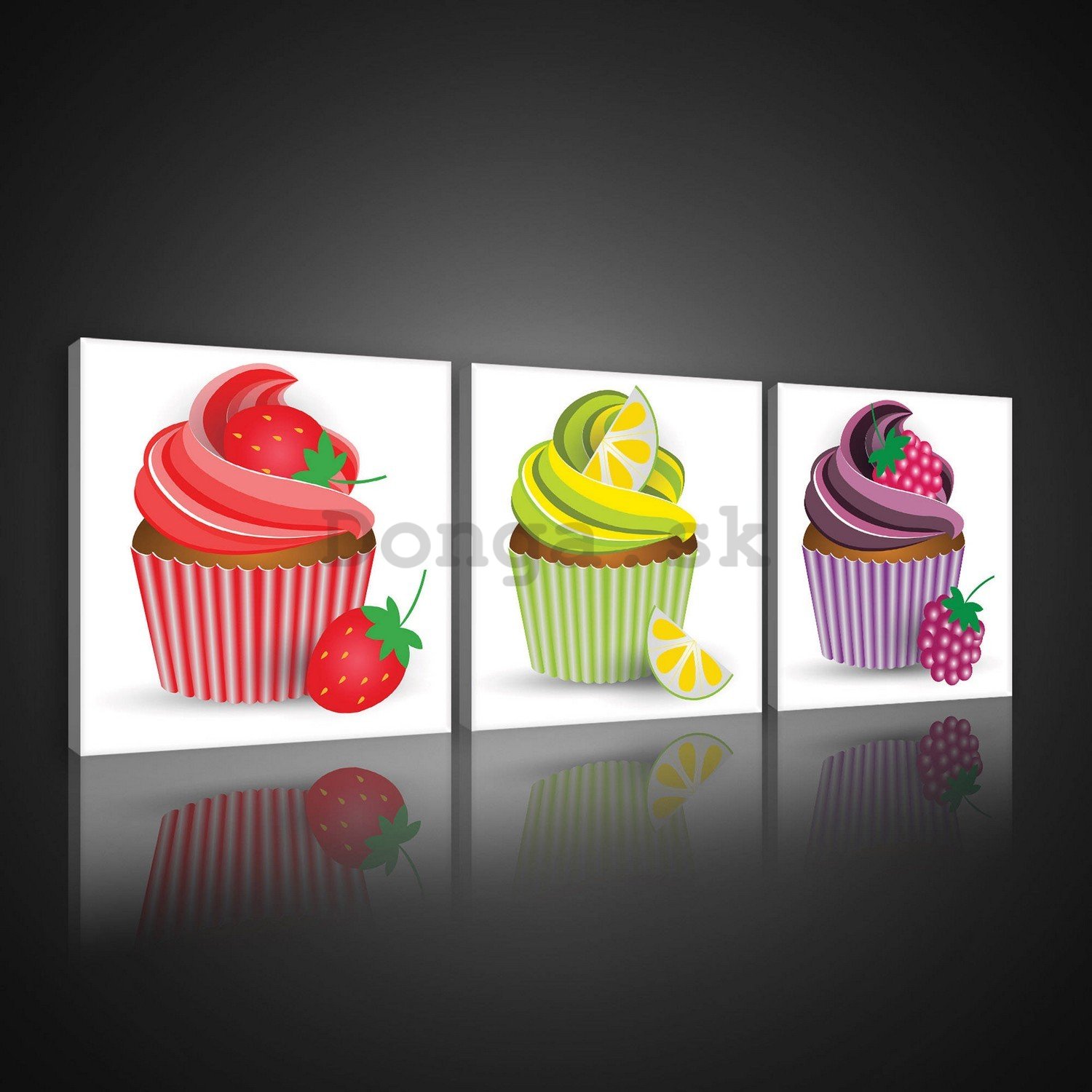 Obraz na plátne: Cupcakes - set 3ks 25x25cm
