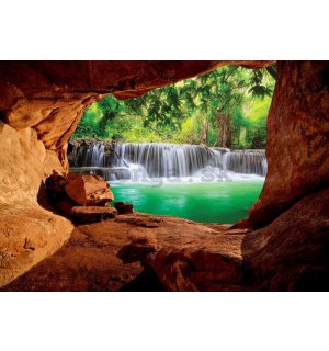 Fototapeta: Vodopád za jaskyňou - 368x254 cm