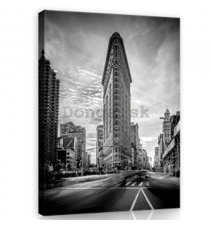 Obraz na plátne: Flatiron Building (čiernobiely) - 100x75 cm
