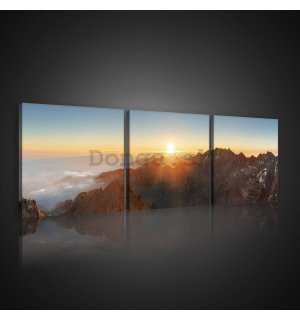 Obraz na plátne: Západ slnka na horách - set 3ks 25x25cm
