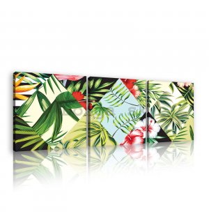 Obraz na plátne: Maľovaná tropická flóra (1) - set 3ks 25x25cm