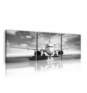 Obraz na plátne: Prúdové lietadlo (čiernobiele) - set 3ks 25x25cm