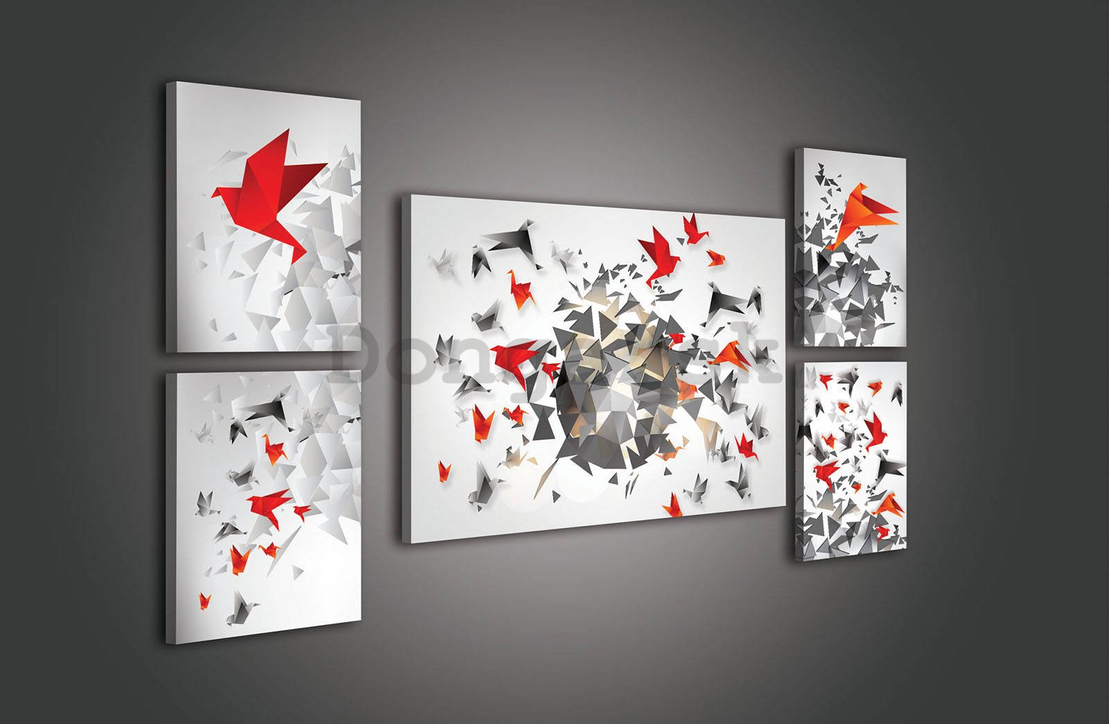Obraz na plátne: Origami (1) - set 1ks 70x50 cm a 4ks 32,4x22,8 cm