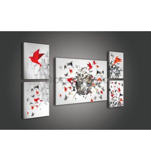 Obraz na plátne: Origami (1) - set 1ks 70x50 cm a 4ks 32,4x22,8 cm