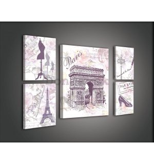 Obraz na plátne: Dominanty Paríža (2) - set 1ks 50x70 cm a 4ks 32,4x22,8 cm