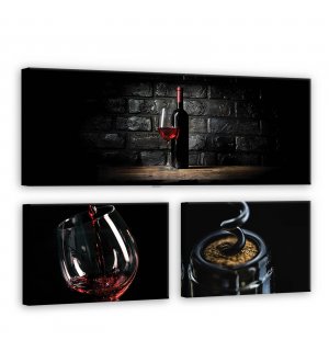 Obraz na plátne: Víno (1) - set 1ks 80x30 cm a 2ks 37,5x24,8 cm